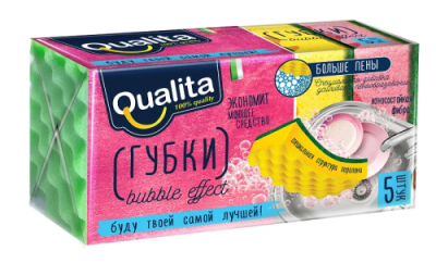 QUALITA губки д/посуды bubble effect 5шт/36
